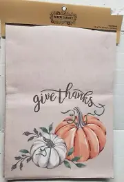 Fabric Embroidered Table Runner, 13"x72", ORANGE & WHITE PUMPKINS,GIVE THANKS,HL