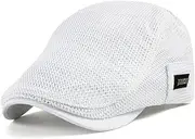 [Zonfer] Men's Mesh Cap Breathable Summer Newsboy Hat Adjustable Duckbill Ivy Gatsby Cabbie Flat Cap for Driving Hunting