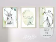 Baby nursery wall art prints, Woodland animals, Personalised nursery decor