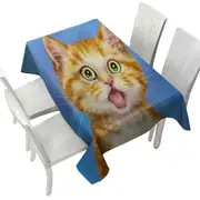 Funny Cat Ginger Kitten is in Shock Tablecloth