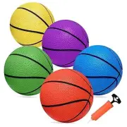 Mini Basketballs, 5 Pack 6" Basketball Set with Pump Durable PVC Basketballs