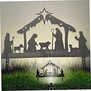 Metal Nativity Set for Outdoor, 41x25cm Black Nativity Scene Silhouette Yard Stake, Outdoor Nativity Scenes Shadow Garden Stakes for Yard Lawn Christmas Decorations