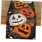 Pumpkins Spider Web Halloween Table Runner, 13" x 72", Table Runner Black