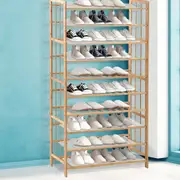 Levede Bamboo Shoe Rack Storage Wooden Organizer Shelf Stand 10 Tiers 80cm Wide