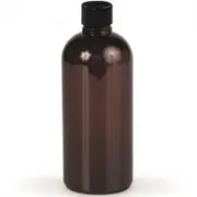 Amber PET Plastic Bottle with Black Screw-cap - 250 ml