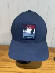 TRAVIS MATHEW Golf Blue Palm Tree/ Flag Flexfit 110 Snapback Ball Cap New Hat