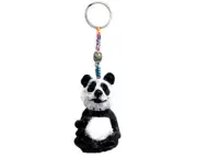 Panda Bear Animal Handmade 3D Keychain Macrame Metal Keyring Car Bag Accessory