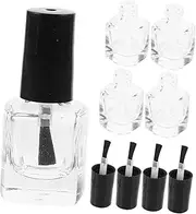 FRCOLOR 5 Pack Mini Nail Polish Bottles 5ml Glass Empty Nail Polish Bottles with Brush Inside for DIY