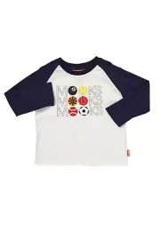 Genuine Mooks Children Boys Raglan Balls T Shirt sizes 4 6 Colour White Blue