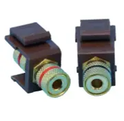 (2 Pack) Banana Jack Plugs Keystone Jacks for Speaker Connection Brown