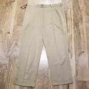 Dockers Premium Coit Mens 38x29 Pants Pleated Relaxed Cuffed Khaki Performance