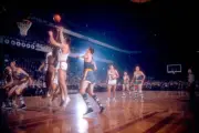 Larry Hennessy & Jackie Moore Philadelphia Warriors 1955 Old Basketball Photo