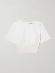 [SIMKHAI] SIMKHAI - Adair Cropped Paneled Cotton-blend Poplin Top - White - small small White