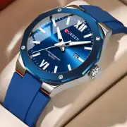 CURREN Men Quartz Watch Silicone Strap Date Wristwatch Fashion Boy Sport Watches
