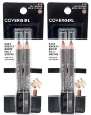 Covergirl Fill+Define Eye Brow Pencils &Sharpener 510 Soft Brown 2Ct ea. (2 Pack