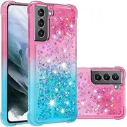Gradient Quicksand Shiny Bling Phone Case for Samsung Galaxy A73 A53 A33 A13 A82 A42 5G Shell, Four Corners Airbag Sparkling Cover Bumper(Pink,A13 5G)