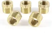uxcell 5 Pcs 1/4"BSPMale x 1/8"BSPFemale Thread Brass Hex Bushing Pipe Fitting Adapter