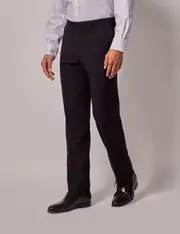 Hawes & Curtis Black Herringbone Wool Slim Fit Suit Trousers Size: 32" (EU 48)