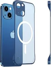 RUNGOS for iPhone 14 Plus Case MagSafe (Borderless Translucent Matte) [Bare Metal Feel][Strong Magnetic] Slim Case for iPhone 14 Plus MagSafe Phone Case, 14 Plus Magnetic Case Thin Cover 6.7'' Blue