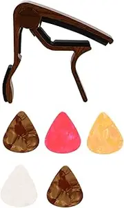 CATIEBYE 1 Set Guitar Capo Clip Tuner with Assorted Color Picks Durable for Acoustic Electric Folk Guitar Mandolin Quick Release