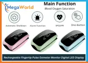 Rechargeable Fingertip Pulse Oximeter Blood Oxygen Meter SpO2 Heart Rate Monitor