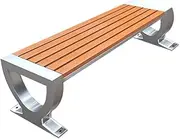 Outdoor Benches Fixed Outdoor Bench Stainless Steel Park Wooden Seat 150cm Garden Bench