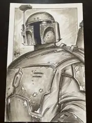 BOBA FETT STAR WARS Original Art Illustration by Chris McJunkin DISCOUNTED!
