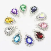 Drop Pendant Rhinestone Acrylic Flatback Buttons Garment Craft Rhinestones 10Pcs