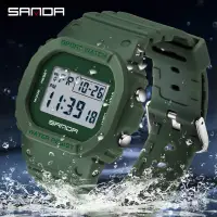 在飛比找蝦皮購物優惠-Sanda 防水夜光數字手錶軍事運動男士手錶男士手錶