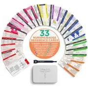 BadgeGuru Nursing Badge Reference Cards - 33 Double Sided Nurse Badge Cards -...