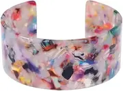 [The Woo's] Tortoise Wide Cuff Bangles Acrylic Resin Open Bangle Bracelets Adjustable Colorful Acetate Decoration Floral Leopard Print Statement Bracelets for Women Girls Female Charm Party Jewelry