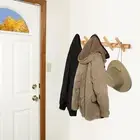 Wood Coat Rack Wall Mounted Towel Hook Hangers with 5 Hooks for Hanging Clothesⓥ
