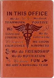 WHLBHG Nurse Gift A5 Nursing Team Lined Leather Journal Nursing Gifts Office Supplies Nurse Appreciation Gift Nurse Leather Hardcover Notebooks Nurse Week Gift (Nursing Team-Brown)