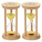 2Pcs 3 Minutes Sand Timer, Wooden Sand Watch for Home, Yellow