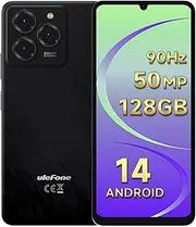 Ulefone Note 20 Pro Mobile Phones, 128GB/1TB SD Extension Android 14, 6.75 inch 90Hz, 4G Dual SIM Smartphone 50MP Triple Camera 6000mAh Octa Core Fingerprint Face ID Phone Case UK Version Black