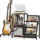 Vinyl Record Storage, Record Player Stand, Guitar Stand for Acoustic, Electric G