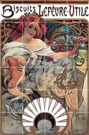 Tile Mural Biscuits Lefevre by Mucha Deco Kitchen Wall Backsplash Marble Ceramic