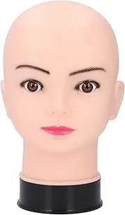 Bald Mannequin Head Silicone Professional Training Head for Makeup Wigs Hats Display Realistic Skin Like Texture Universal Bracket Interface Massage Practice Points Durable Soft