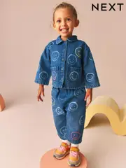 Denim Smiley 100% Cotton Shacket and Trousers Set (3mths-7yrs) (B66247) | $48 - $57