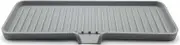 Happitasa Silicone Soap Dish Tray and Sponge Holder with Drain Chute | Bathroom and Kitchen Sink Organizer Caddy (12"x4", Grey, 7.4 Ounces)