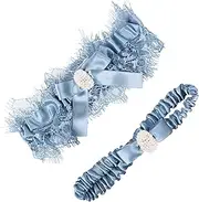 [LOWOSAIWOR] White Lace Wedding Garters Bridal Garter Set for Women Bride Garters With something Blue