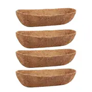 4 Pack 24 Inch Trough Coconut Liners, Natural Coconut Liners for Wall Planter, Window Basket Deck Railing Planter Brown
