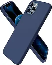 ORNARTO Compatible with iPhone 12 Case, Compatible with iPhone 12 Pro Case, Slim Liquid Silicone 3 Layers Full Covered Soft Gel Rubber Phone Case Cover 6.1 inch-Navy Blue
