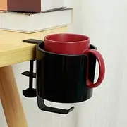 Adjustable Desk Cup Holder, Multifunctional Table Cup Holder with Headphone Hanger, Clip on Coffee Mug Holder, Nonslip Tableside Cup Holder, Office and Gaming Desk Accessories for Cups Headphone