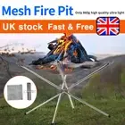 Folding Portable Fire Pit Mesh Fire Pit Bonfire Stand Outdoor Camping Patio ZT