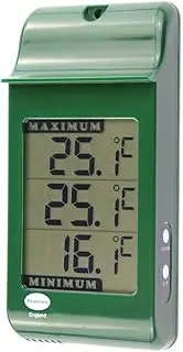 Large Digital Max Min Thermometer in Green - Indoor Outdoor Garden Greenhouse Wall