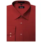 Mens Dress Shirt Plain Red Modern Fit Wrinkle-Free Cotton Blend Amanti