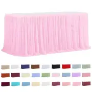 Glitter Pearl Chiffon Gauze Wedding Table Curtain for Birthday Wedding Party