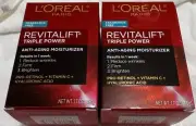 LOT OF 2 L'Oreal Revitalift Triple Power Anti-Aging Cream 1.7oz Fragrance Frees