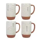 Young's 16 oz Embossed Ceramic Terra Cotta Design Mugs with Inspiration, Set of